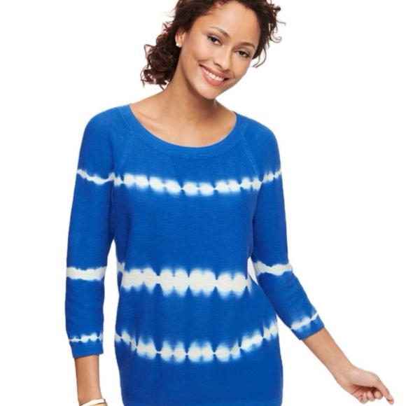 Talbots Sweaters - TALBOTS | NWT Women’s Biscayne Cobalt Blue Tie-Dye Sweater Size S